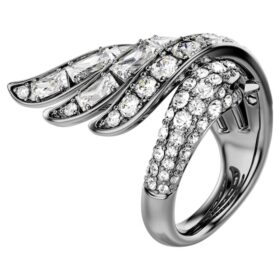 The Vienna Collection Ring Swan, White, Ruthenium Plated