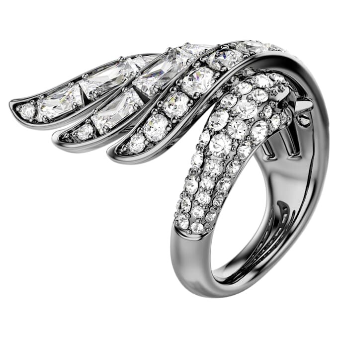 The Vienna Collection Ring Swan, White, Ruthenium Plated The Vienna Collection Ring Swan, White, Ruthenium Plated