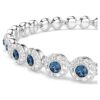 Una Angelic Bracelet Round Cut, Blue, Rhodium Plated