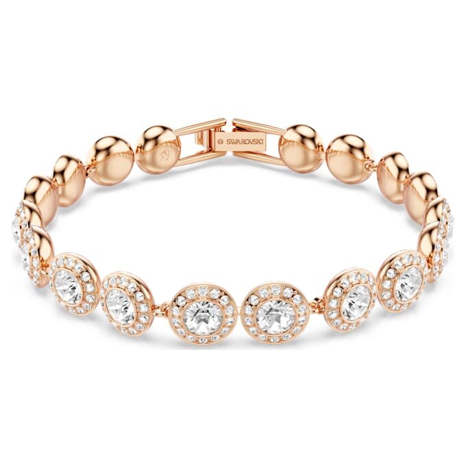 Una Angelic Bracelet Round Cut, Pavé, Medium, White, Rose Gold-Tone Plated Una Angelic Bracelet Round Cut, Pavé, Medium, White, Rose Gold-Tone Plated