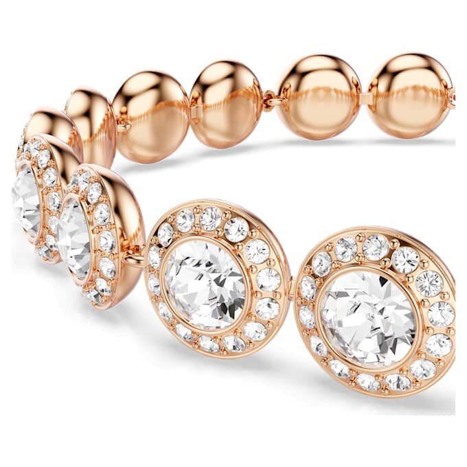 Una Angelic Bracelet Round Cut, Pavé, Medium, White, Rose Gold-Tone Plated Una Angelic Bracelet Round Cut, Pavé, Medium, White, Rose Gold-Tone Plated