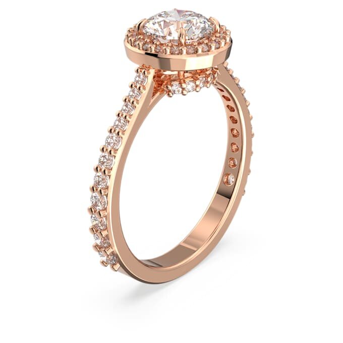 Una Angelic Cocktail Ring Round Cut, Pavé, White, Rose Gold-Tone Plated Una Angelic Cocktail Ring Round Cut, Pavé, White, Rose Gold-Tone Plated