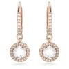 Una Angelic Drop Earrings Round Cut, Pavé, White, Rose Gold-Tone Plated Una Angelic Drop Earrings Round Cut, Pavé, White, Rose Gold-Tone Plated
