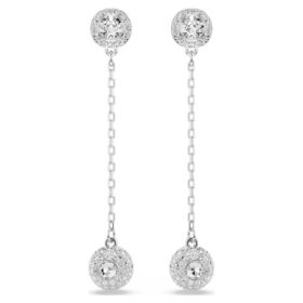 Una Angelic Drop Earrings Round Cut, White, Rhodium Plated