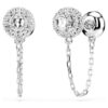 Una Angelic Drop Earrings Round Cut, White, Rhodium Plated