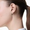 Una Angelic Drop Earrings Round Cut, White, Rhodium Plated