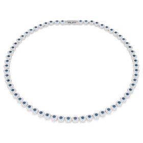 Una Angelic Necklace Round Cut, Blue, Rhodium Plated
