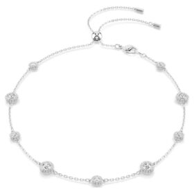Una Angelic Necklace Round Cut, Double Sided Motifs, White, Rhodium Plated