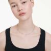 Una Angelic Necklace Round Cut, Double Sided Motifs, White, Rhodium Plated Una Angelic Necklace Round Cut, Double Sided Motifs, White, Rhodium Plated
