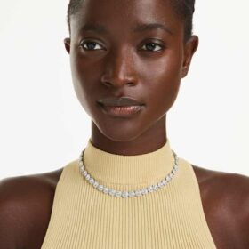 Una Angelic Necklace Round Cut, Medium, White, Rhodium Plated