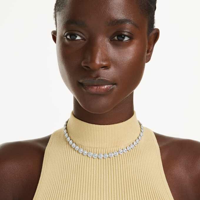 Una Angelic Necklace Round Cut, Medium, White, Rhodium Plated Una Angelic Necklace Round Cut, Medium, White, Rhodium Plated