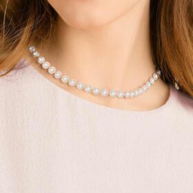 Una Angelic Necklace Round Cut, Medium, White, Rose Gold-Tone Plated