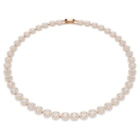Una Angelic Necklace Round Cut, Medium, White, Rose Gold-Tone Plated