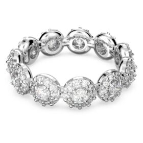 Una Angelic Ring Round Cut, White, Rhodium Plated