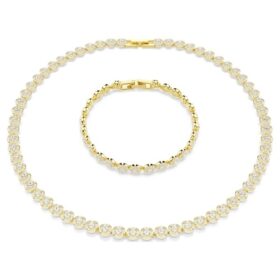 Una Angelic Set Round Cut, White, Gold-Tone Plated