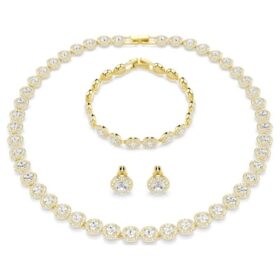 Una Angelic Set Set (3), Round Cut, White, Gold-Tone Plated