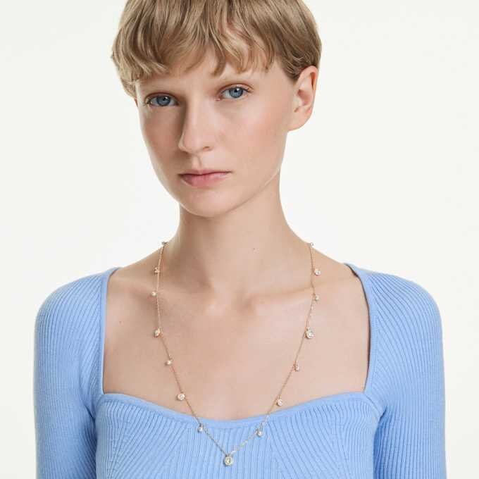 Una Angelic Strandage Crystal Pearl, Round Cut, White, Gold-Tone Plated Una Angelic Strandage Crystal Pearl, Round Cut, White, Gold-Tone Plated