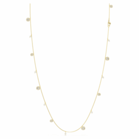 Una Angelic Strandage Crystal Pearl, Round Cut, White, Gold-Tone Plated