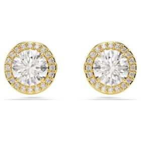 Una Angelic Stud Earrings Round Cut, Gold Tone, Gold-Tone Plated