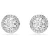Una Angelic Stud Earrings Round Cut, Pavé, White, Rhodium Plated