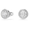 Una Angelic Stud Earrings Round Cut, Pavé, White, Rhodium Plated