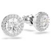 Una Angelic Stud Earrings Round Cut, Pavé, White, Rhodium Plated