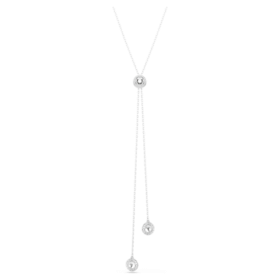 Una Angelic Y Pendant Round Cut, White, Rhodium Plated