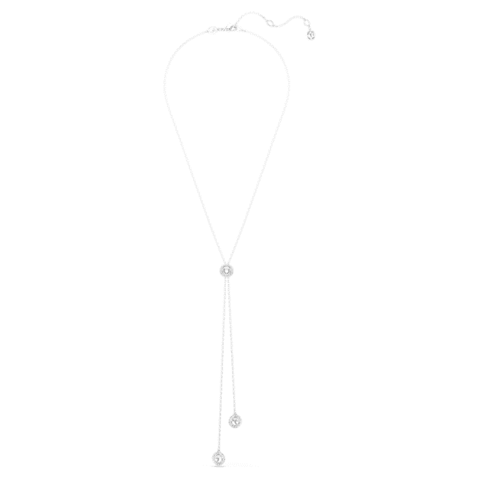 Una Angelic Y Pendant Round Cut, White, Rhodium Plated Una Angelic Y Pendant Round Cut, White, Rhodium Plated