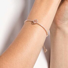 Una Bangle Clover, Pink, Rose Gold-Tone Plated