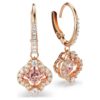 Una Drop Earrings Clover, Pink, Rose Gold-Tone Plated