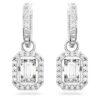 Una Drop Earrings Octagon Cut, White, Rhodium Plated Una Drop Earrings Octagon Cut, White, Rhodium Plated