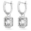 Una Drop Earrings Octagon Cut, White, Rhodium Plated Una Drop Earrings Octagon Cut, White, Rhodium Plated