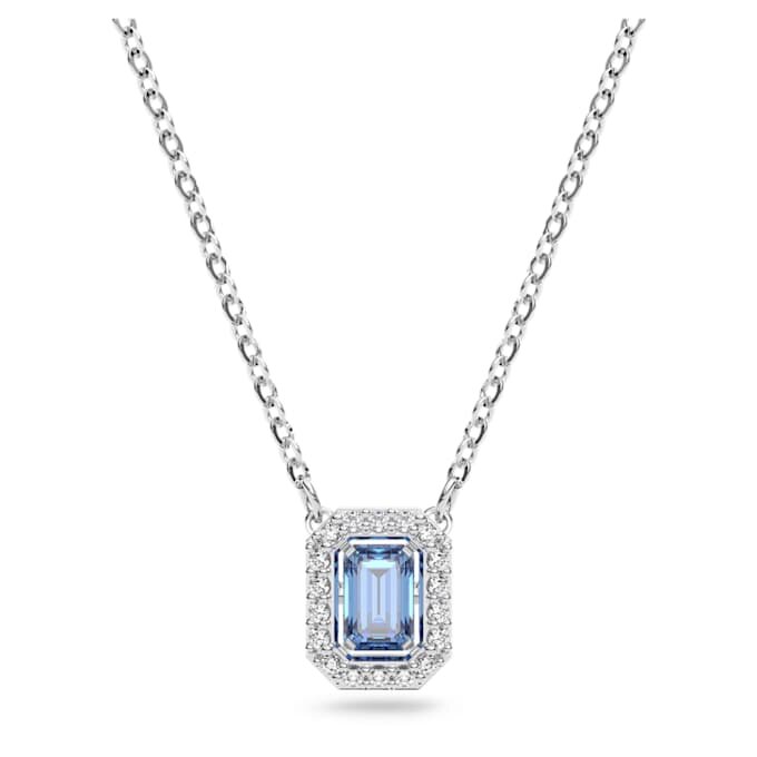 Una Necklace Octagon Cut, Blue, Rhodium Plated Una Necklace Octagon Cut, Blue, Rhodium Plated