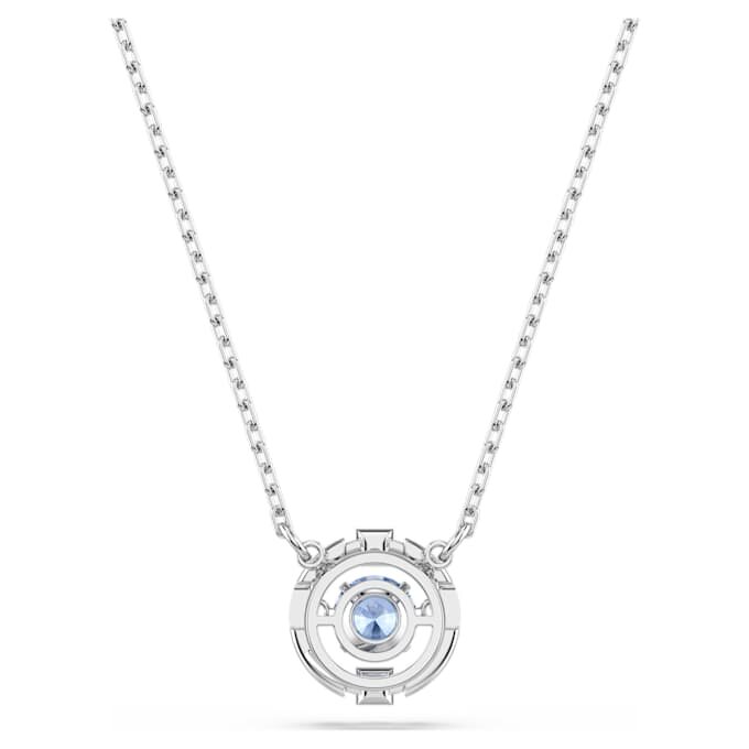Una Necklace Round Cut, Blue, Rhodium Plated Una Necklace Round Cut, Blue, Rhodium Plated