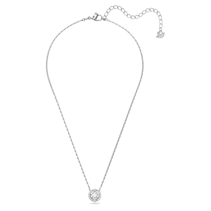 Una Necklace Round Cut, White, Rhodium Plated Una Necklace Round Cut, White, Rhodium Plated