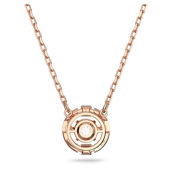 Una Necklace Round Cut, White, Rose Gold-Tone Plated Una Necklace Round Cut, White, Rose Gold-Tone Plated