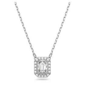 Una Pendant Octagon Cut, White, Rhodium Plated