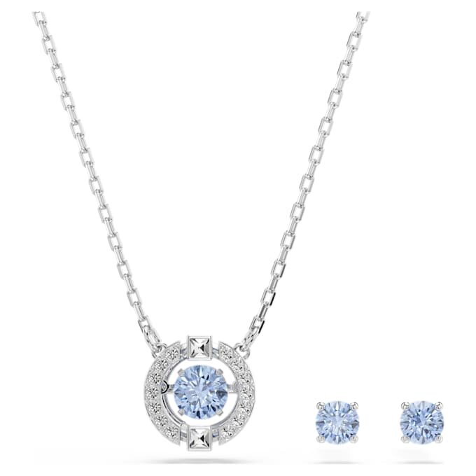Una Set Round Cut, Blue, Rhodium Plated Una Set Round Cut, Blue, Rhodium Plated