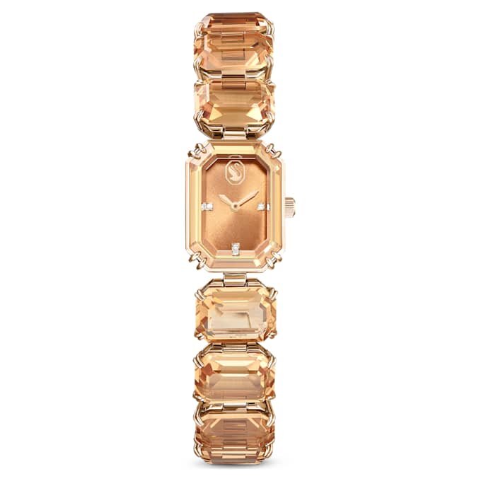 Watch Octagon Cut Bracelet, Brown, Champagne Gold-Tone Finish Watch Octagon Cut Bracelet, Brown, Champagne Gold-Tone Finish