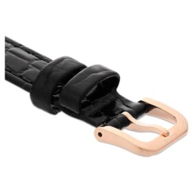 Watch Strap 16 Mm (0.63″) Width, Leather with Stitching, Black, Rose Gold-Tone Finish Watch Strap 16 Mm (0.63″) Width, Leather with Stitching, Black, Rose Gold-Tone Finish