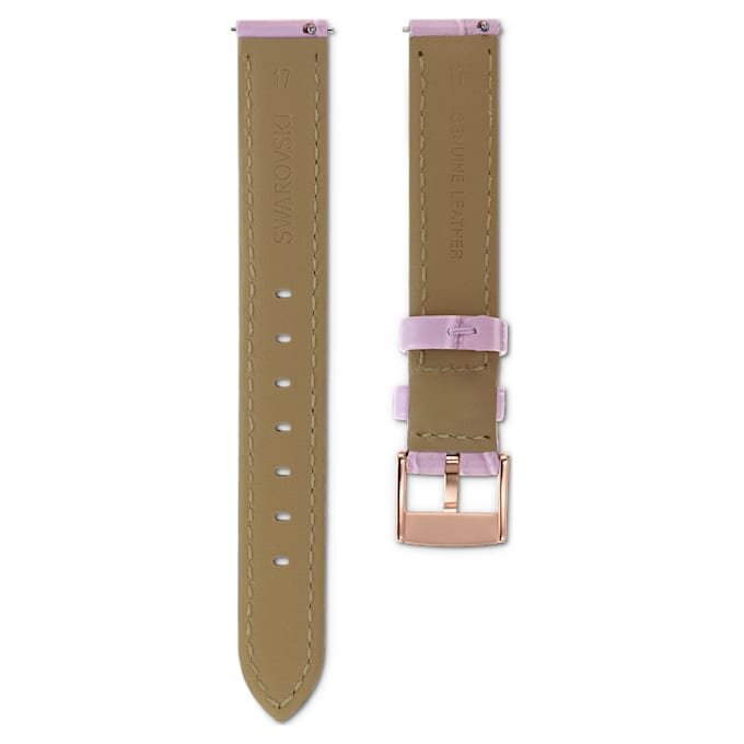 Watch Strap 17 Mm (0.67″) Width, Leather with Stitching, Purple, Rose Gold-Tone Finish Watch Strap 17 Mm (0.67″) Width, Leather with Stitching, Purple, Rose Gold-Tone Finish